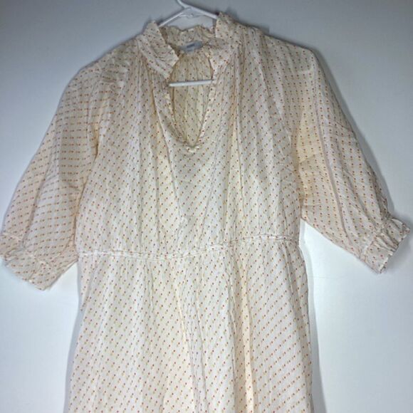 Closed Bull Bell Polka Dot Dress Strawberry Pink 3/4 Sleeveless Cinched Waist - Picture 8 of 17